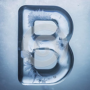 Frozen letter Bâ¢ intricately adorned with ice crystals photo